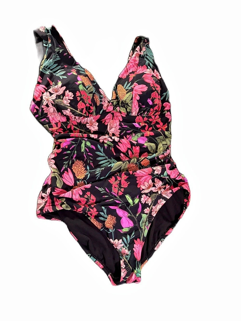 Time and Tru Women's Floral Hardware One-Piece Swimsuit Floral One-Piece